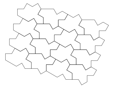 A patch of an isohedral (and hence periodic) tiling by copies of Tile(1,1).